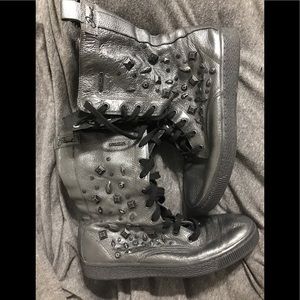 Diesel Women’s gunmetal sneaker combat zip studs